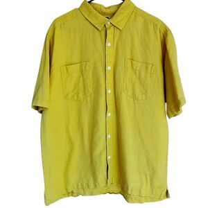 REI Goldenrod Yellow Linen Blend Short Sleeve Shirt. Sz. L
